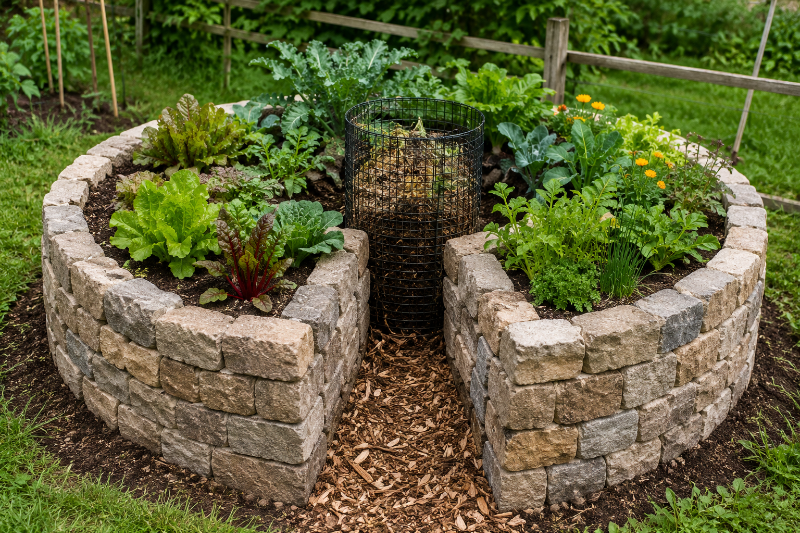 Jak postavit keyhole garden: chytrý vyvýšený záhon s kompostem uprostřed