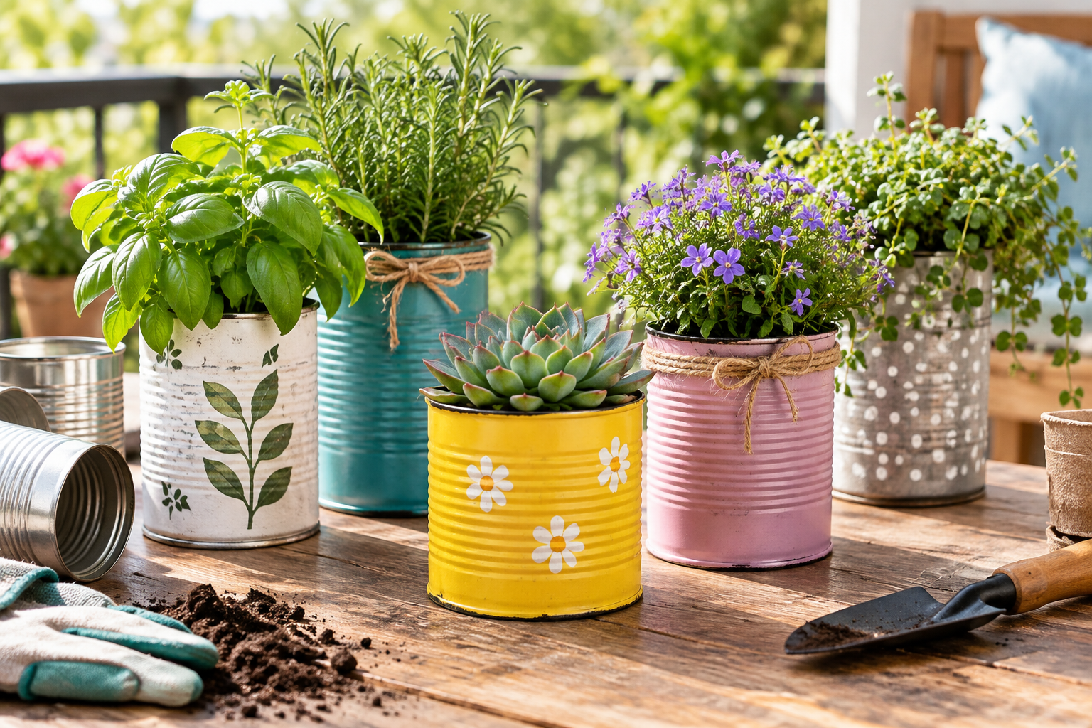 Jak proměnit staré plechovky v originální květináče