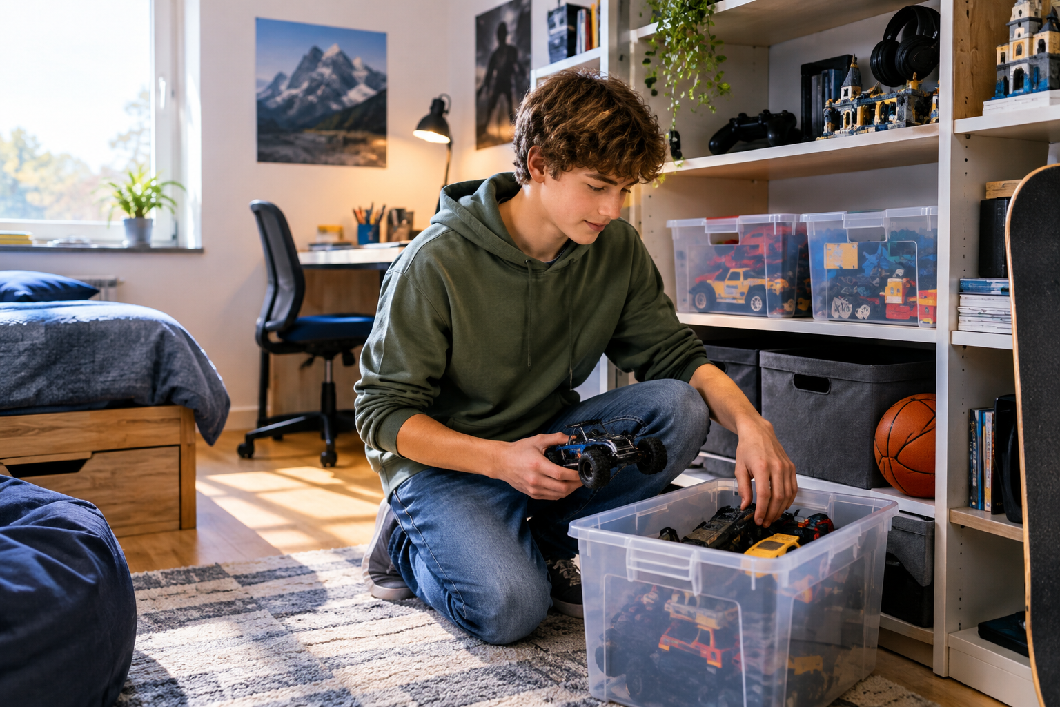 Jak s teenagerem (13–16 let) uspořádat hračky tak, aby se daly snadno vrátit na místo