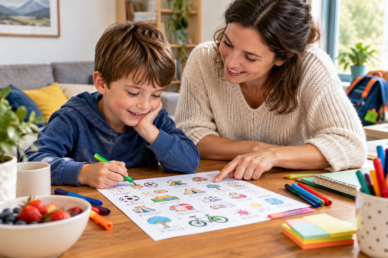 Jak s mladším školákem (6–9 let) vytvořit seznam nápadů na společný čas bez telefonu
