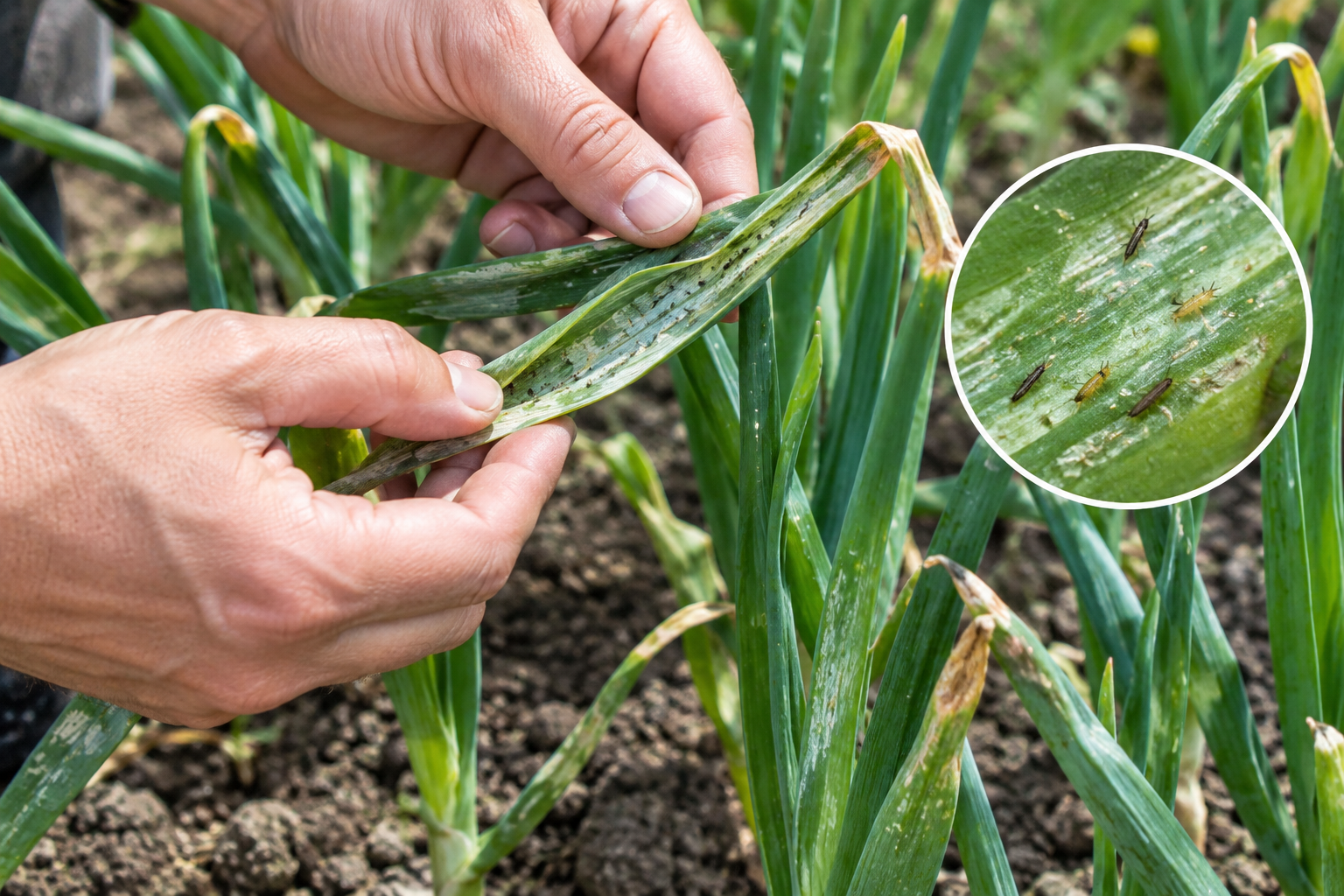 cibule: Škůdci na spodní straně listů – kde a jak hledat